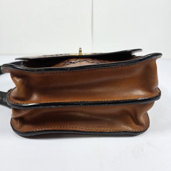 Western Hand Tooled Leather Purse Hippie Boho Embossed Shoulder Bag Western - Picture 11 of 16